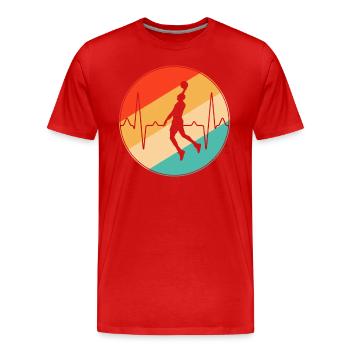 Battement de cœur rétro baseball - T-shirt bio Premium Homme - rouge - Devant - Damien (186cm)