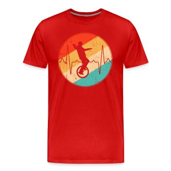 Unicycle Retro Heartbeat - T-shirt bio Premium Homme - rouge - Devant - Damien (186cm)