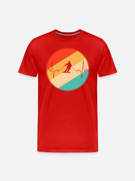 Ski Retro Heartbeat - Men's Premium Organic T-Shirt - red