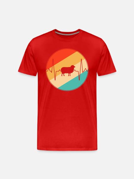 Sheep Retro Heartbeat - Men's Premium Organic T-Shirt - red