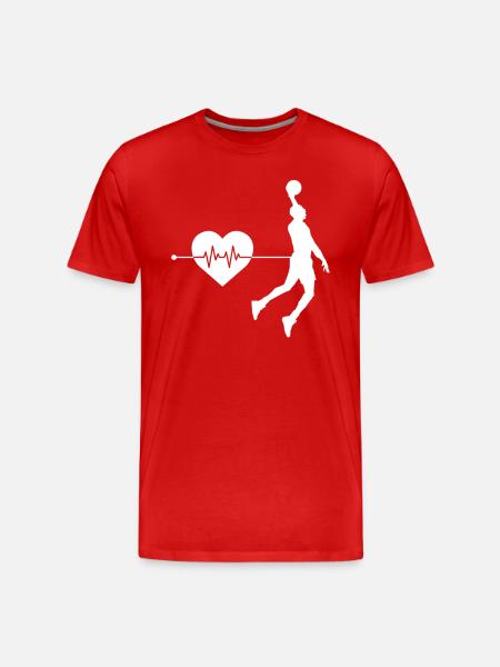 Basketball Herzschlag - Männer Premium Bio T-Shirt - Rot
