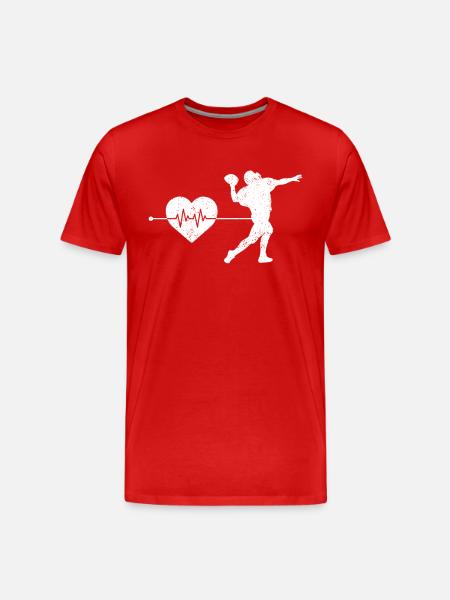 Football Rugby Heartbeat - Men's Premium Organic T-Shirt - red