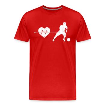 Battement de cœur du football - T-shirt bio Premium Homme - rouge - Devant - Damien (186cm)
