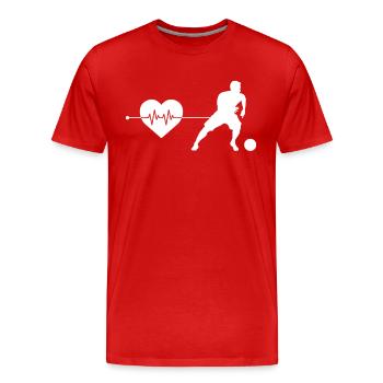 Battement de cœur du football - T-shirt bio Premium Homme - rouge - Devant - Damien (186cm)