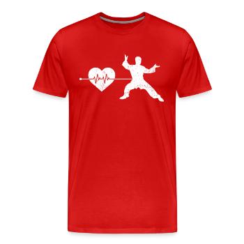 Kampfsport Herzschlag - Männer Premium Bio T-Shirt - Rot - Vorne - Damien (186cm)