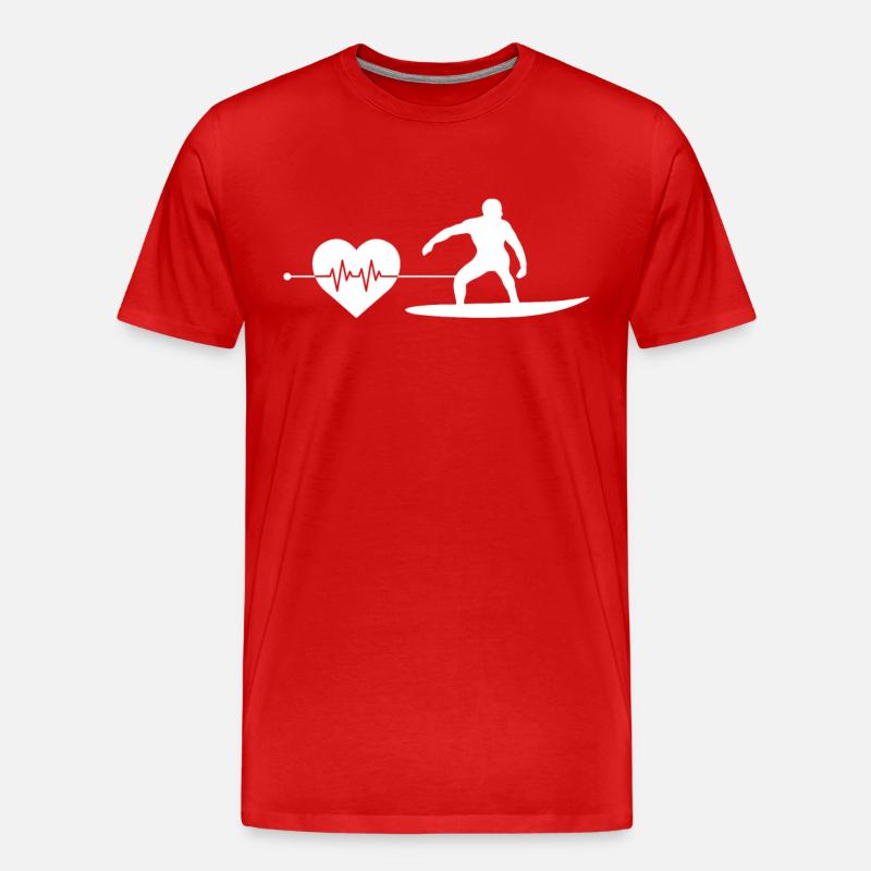 Surfen Herzschlag - Männer Premium Bio T-Shirt - Rot