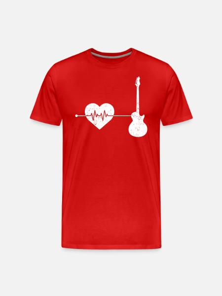 E Guitar Heartbeat - Men's Premium Organic T-Shirt - red