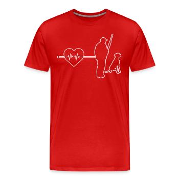 Battement de cœur du chasseur - T-shirt bio Premium Homme - rouge - Devant - Damien (186cm)