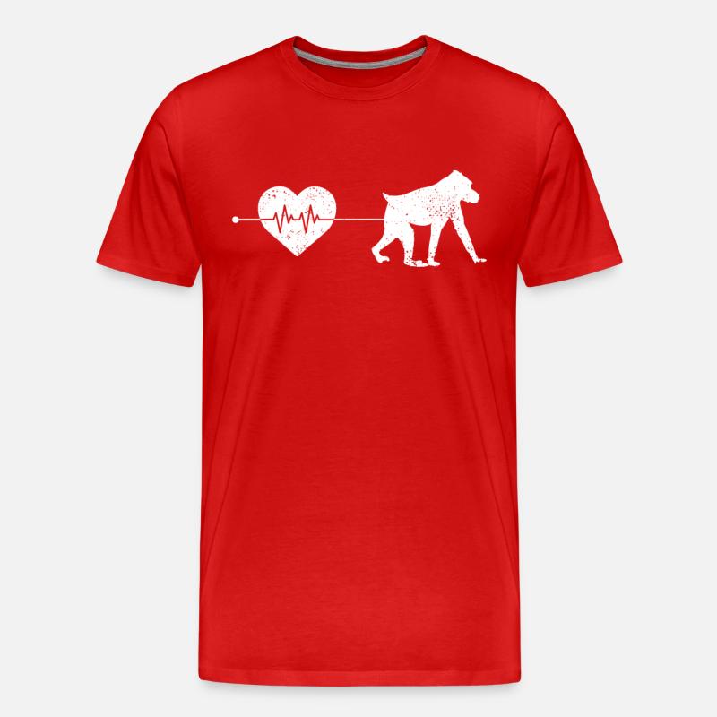 Affe Herzschlag - Männer Premium Bio T-Shirt - Rot