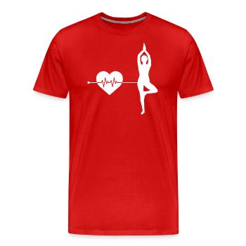 Yoga Herzschlag - Männer Premium Bio T-Shirt - Rot - Vorne - Damien (186cm)