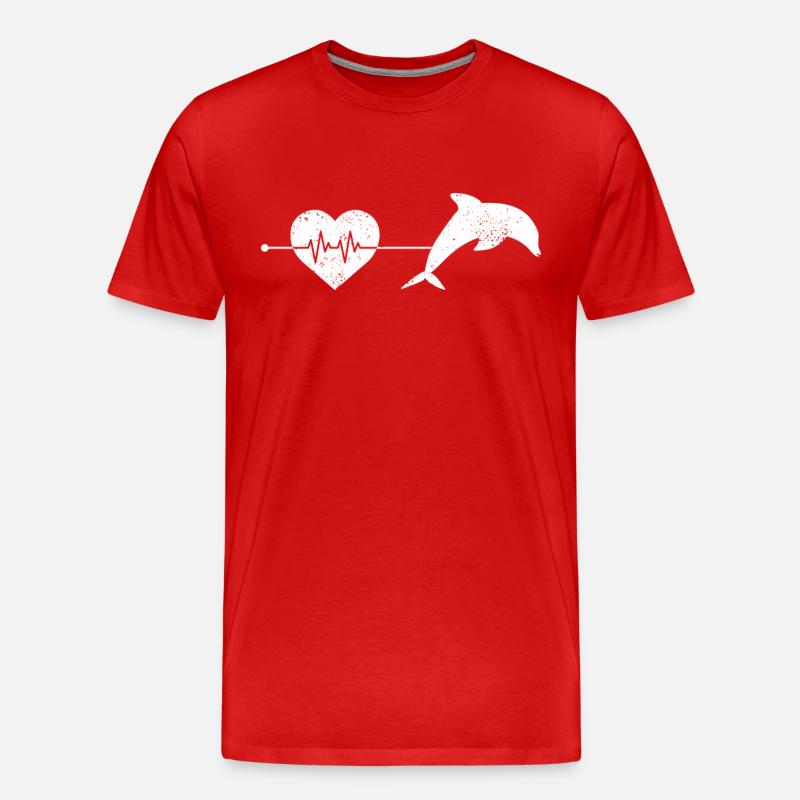 Delfin Herzschlag - Männer Premium Bio T-Shirt - Rot