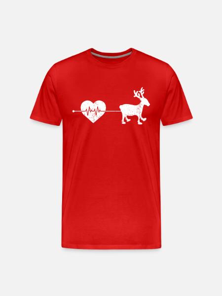 Elch Herzschlag - Männer Premium Bio T-Shirt - Rot