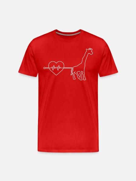 Giraffe Herzschlag - Männer Premium Bio T-Shirt - Rot