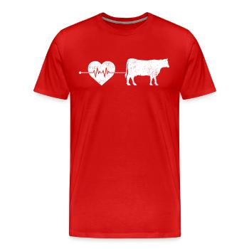 Kuh Rind Herzschlag - Männer Premium Bio T-Shirt - Rot - Vorne - Damien (186cm)
