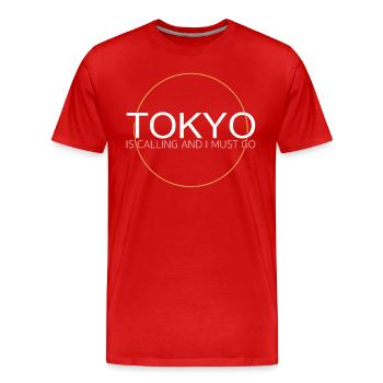 Tokio Spruch - Männer Premium Bio T-Shirt - Rot - Vorne - Damien (186cm)