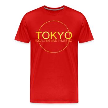 Tokio Spruch - Männer Premium Bio T-Shirt - Rot - Vorne - Damien (186cm)