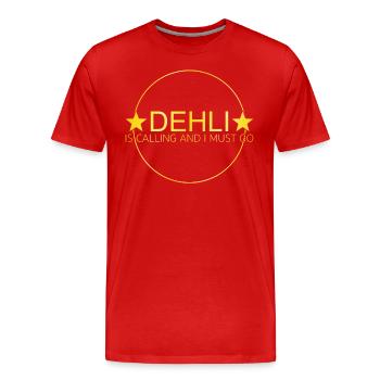 dehli is calling - Männer Premium Bio T-Shirt - Rot - Vorne - Damien (186cm)