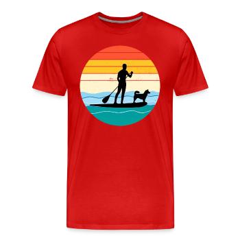 Paddleboarding Paddleboard Paddel Wassersport Hund - Männer Premium Bio T-Shirt - Rot - Vorne - Damien (186cm)