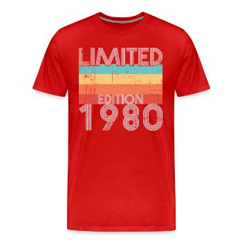 Edition Limitée Rétro 1980 - T-shirt bio Premium Homme - rouge - Devant - Damien (186cm)