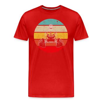 Fitness Rétro - T-shirt bio Premium Homme - rouge - Devant - Damien (186cm)