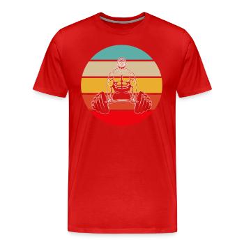Fitness Rétro - T-shirt bio Premium Homme - rouge - Devant - Damien (186cm)