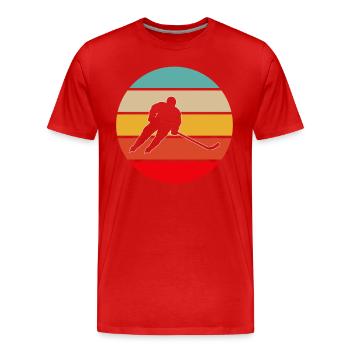 Hockey Hockey Hockey Rétro - T-shirt bio Premium Homme - rouge - Devant - Damien (186cm)