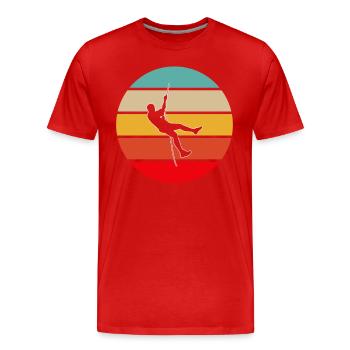 Klettern Retro - Männer Premium Bio T-Shirt - Rot - Vorne - Damien (186cm)