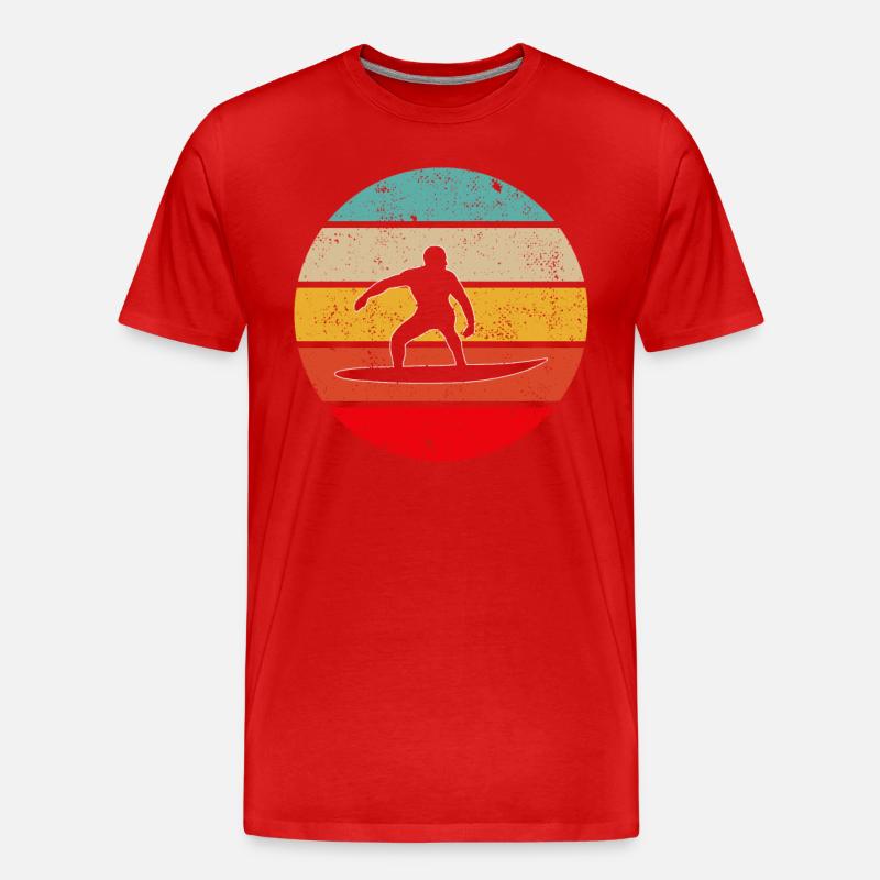 Surfen Retro - Männer Premium Bio T-Shirt - Rot