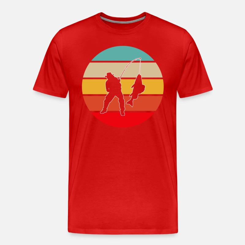 Angeln Retro - Männer Premium Bio T-Shirt - Rot