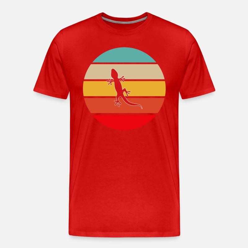 Eidechse Retro - Männer Premium Bio T-Shirt - Rot