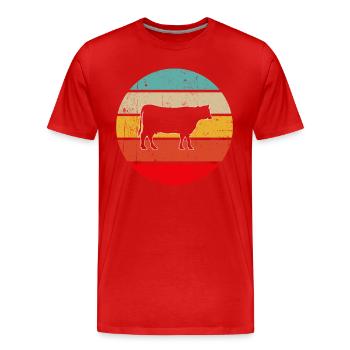 Kuh Rind Retro - Männer Premium Bio T-Shirt - Rot - Vorne - Damien (186cm)