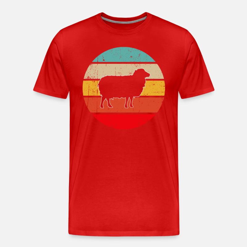 Schaf Retro - Männer Premium Bio T-Shirt - Rot