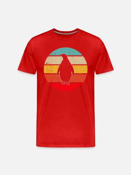 Pinguin Retro - Männer Premium Bio T-Shirt - Rot