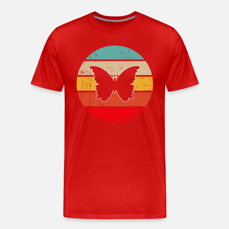 Schmetterling Retro - Männer Premium Bio T-Shirt - Rot