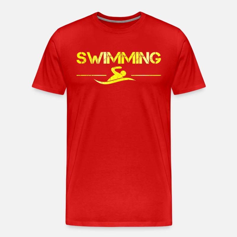 Schwimmen - Männer Premium Bio T-Shirt - Rot