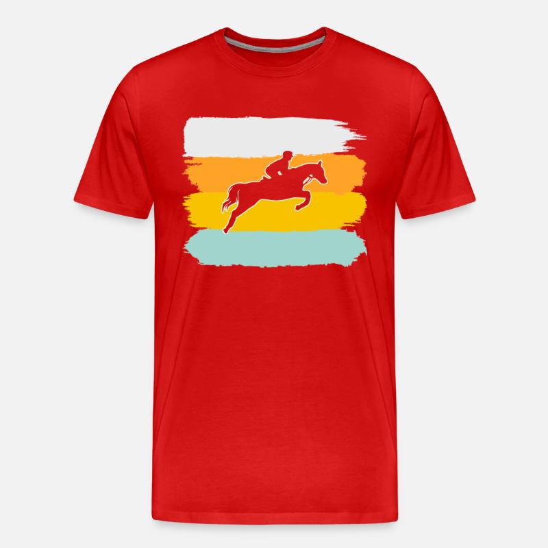 Pferd Retro - Männer Premium Bio T-Shirt - Rot