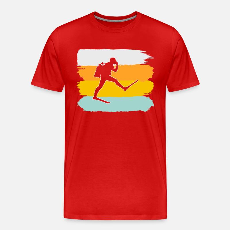 Tauchen Retro - Männer Premium Bio T-Shirt - Rot