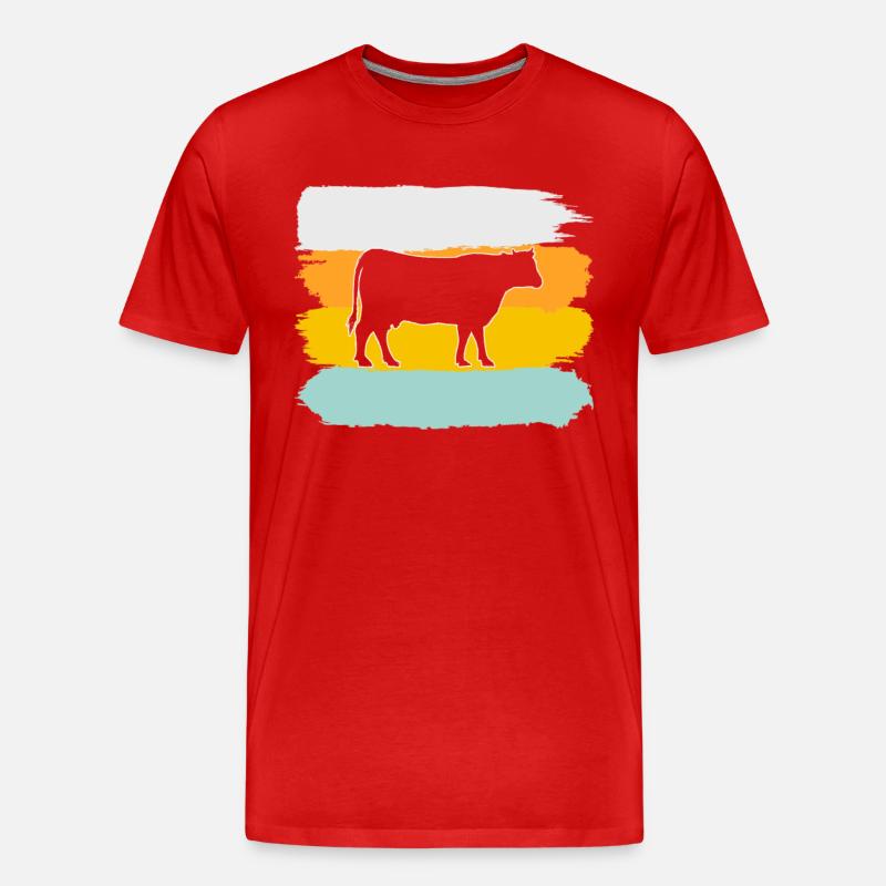 Kuh Retro - Männer Premium Bio T-Shirt - Rot