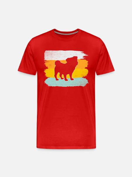 Mops Retro - Männer Premium Bio T-Shirt - Rot