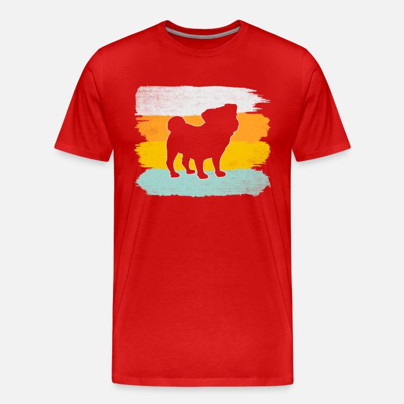 Mops Retro - Männer Premium Bio T-Shirt - Rot
