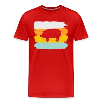 Pork Retro - Men's Premium Organic T-Shirt - red - Front - Damien (186cm)