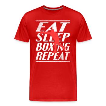 Essen Schlafen Boxen - Männer Premium Bio T-Shirt - Rot - Vorne - Damien (186cm)