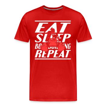 Alimentation Sommeil Musculation - T-shirt bio Premium Homme - rouge - Devant - Damien (186cm)