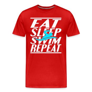 Manger Dormir Natation - T-shirt bio Premium Homme - rouge - Devant - Damien (186cm)