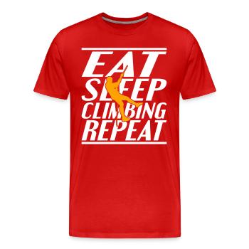 Eating Sleeping Climbing - Men's Premium Organic T-Shirt - red - Front - Damien (186cm)