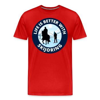 Ski de cheval Ski de sport d’hiver extrême - T-shirt bio Premium Homme - rouge - Devant - Damien (186cm)