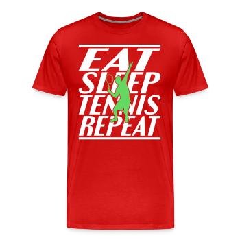 Manger du tennis endormi - T-shirt bio Premium Homme - rouge - Devant - Damien (186cm)