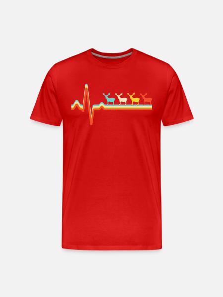 Deer retro heartbeat - Men's Premium Organic T-Shirt - red