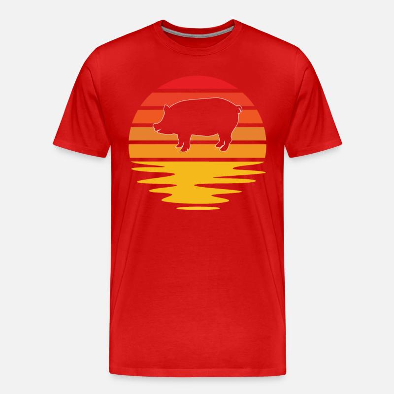Schwein Retro - Männer Premium Bio T-Shirt - Rot