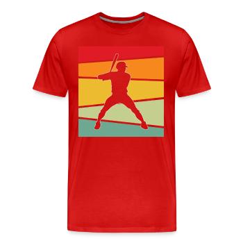 Baseball Rétro - T-shirt bio Premium Homme - rouge - Devant - Damien (186cm)